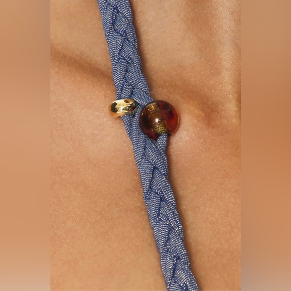 WOLFORD Disco High Shine Metallic Blue One Piece Swimsuit Womens XL NEW - Picture 4 of 9